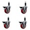 Service Caster 4'' Red Poly Swivel 1-1/8'' Expanding Stem Caster Set with Brake, 4PK SCC-EX20S414-PPUB-RED-PLB-118-4 - alternate 1